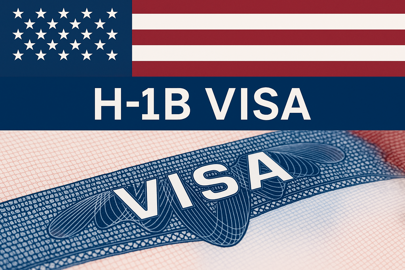 This is an image containing the text H-1B Visa along side a U.S. Flag