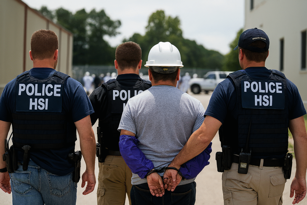 ICE arresting a worker from his work-site