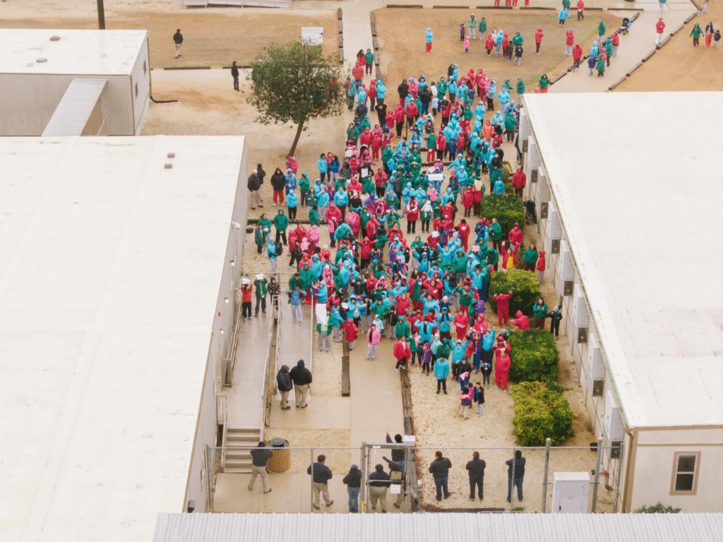 Detainees held at the South Texas Family Residential Center in Dilley, Texas. Photo by Brenda Bazán/Associated Press.